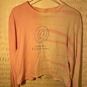 ✮pink and white Odd Future tie dye long sleeve crop top
